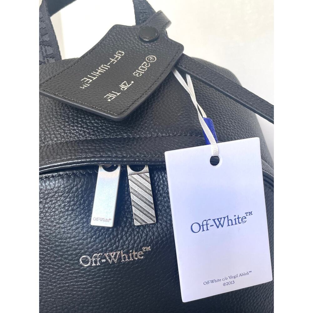 Off-White Industrial Strap Pebbled Leather Backpack Large Diagonal Stripe - Picture 3 of 16